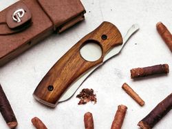 CIGAR CUTTER Personalized Antique Cigar cutters cigar lover Gift Damascus Steel pocket knife handmade Cigar tool-3