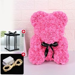 Wedding Rose Light Pink Teddy Bear With Box For Women Valentines Girlfriend Birthday Gifts