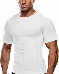 Men Slimming Body Shaper Gynecomastia White T-shirt Posture Corrector M
