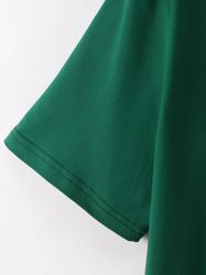 Free Hugs Print Dark Green T-Shirt, Casual Crew Neck Short Sleeve Top For Spring & Summer, Women's Clothing XXL