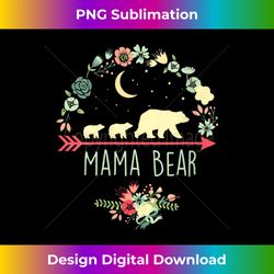 s Mama Bear with 2 Cubs - Floral Mother's Day - Minimalist Sublimation Digital File - Enhance Your Art with a Dash of Sp