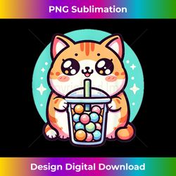 Kawaii Cat Bubble Tea Boba Tea Anime Neko - Minimalist Sublimation Digital File