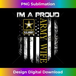 Vintage I'm A Proud Army Wife With American Flag Gift - Retro PNG Sublimation Digital Download