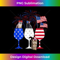 Cat 4th Of July Costume Red White Blue Wine Glasses Funny Tank Top - Special Edition Sublimation PNG File
