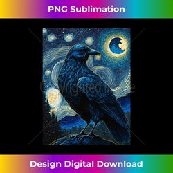 Raven Starry Night Style Painting, Van Gogh Crow Lover 1 - Digital Sublimation Download File