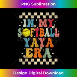 In My Softball Yaya Era Retro Groovy Softball Yaya 1 - Aesthetic Sublimation Digital File