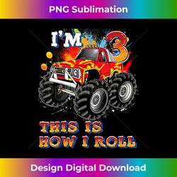 Kids 3 Year Old Shirt 3rd Birthday Boy Monster Truck Car - Modern Sublimation PNG File