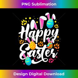Funny Happy Easter Easter Eggs With Easter Bunny Rabbit Ears - Classic Sublimation PNG File - Enhance Your Art with a Da