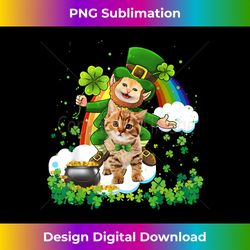 Leprechaun Cat Riding In Rainbow St Patricks Day - Unique Sublimation PNG Download