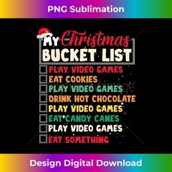 Xmas Bucket List Santa Hat Christmas Video Gamer Gifts Boys Long Sleeve - Digital Sublimation Download File