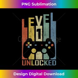 Level 1 Unlocked Shirt Video Gamer 1st Birthday - Vintage Sublimation PNG Download