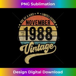 Reto Vintage 32rd Birthday Tee, Born in November 1988 Gift - Signature Sublimation PNG File
