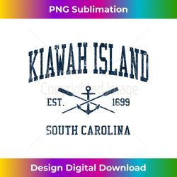 Kiawah Island SC Vintage Navy Crossed Oars & Boat Anchor - Instant PNG Sublimation Download