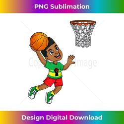 Black King Dunking A Basketball Brown Skin Boys Kids Teens - Creative Sublimation PNG Download