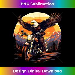 Biker Bald Eagle Riding Motorcycle - Digital Sublimation Download File