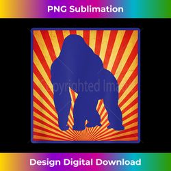 Silverback Gorilla Silhouette on Retro Sunburst Design - PNG Transparent Digital Download File for Sublimation