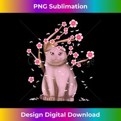 Scottish Fold Cat Shirt Gift Japanese Cherry Blossom Flower - Aesthetic Sublimation Digital File