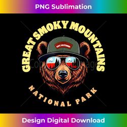 great smoky mtns national park hipster bear illustration - high-resolution png sublimation file