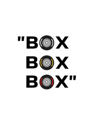 formula 1 box, box, box with tyre design