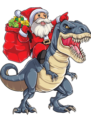 Santa Riding Dinosaur T rexChristmas Gifts Xmas Kids Boys Girls Man WomenTShir