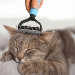 ergonomic handle dematting brush | arched head pet dematting comb | hair dematting tool for cats & dogs
