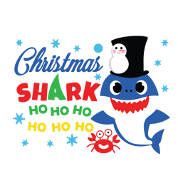 christmas shark svg, baby shark svg, snowman hat svg, shark christmas svg, ho ho ho svg, digital download