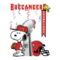Snoopy Champions Tampa Bay Buccaneers Svg, Tampa Bay Buccaneers logo Svg, NFL Svg, Sport Svg, Football Svg