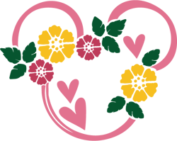 Mickey Mouse With Flowers Svg, Disney mickey Svg, Mickey mouse clipart, Mickey mouse Svg, Mickey head Svg