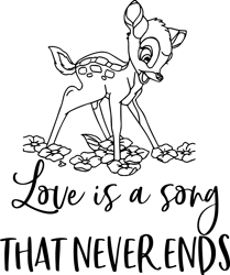 Bambi Love is a song that never ends Svg, Bambi Svg, Bambi deer Svg, Thumper Svg, Deer Svg, Cute baby deer Svg