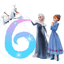 Anna Elsa Olaf Number 6 PNG Transparent Images, Frozen Birthday PNG, Disney Frozen PNG, Digital Download