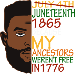 Junteenth 1865 Because My Ancestors Weren't Free In 1776 Svg, Junteenth Svg, Black History Svg, Independence Day Svg (3)