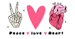 Peace love heart Png, Skeleton Valentine's Day Sublimation Design, Valentine's Day T-shirt Design, Retro Valentine's Day