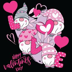 Happy Valentine's Day Svg, Valentine Svg, Gnomes Svg, Gnomes Valentine Svg, Heart Svg, Gnomes Hold Hearts Svg