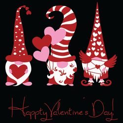 Gnomes Happy Valentine's Day Svg, Valentine Svg, Gnomes Hold Hearts Svg, Valentine Gnomes Svg, Cute Gnomes Svg