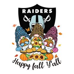 Gnome Happy Fall Y'all Las Vegas Raiders Svg, NFL Svg, Sport Svg, Football Svg, Digital download