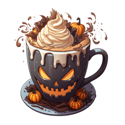 Halloween Coffee Cup Clipart PNG, Cute Halloween Coffee Cup Sublimation PNG, Digital Download (37)