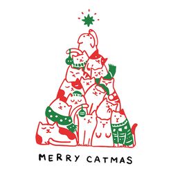 Merry Catmas Svg, Cat christmas Svg, Cat clipart, Cat christmas tree Svg, Funny cats christmas Svg, Instant download