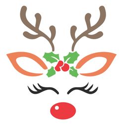 Reindeer Face Svg, Christmas Svg, Reindeer red nose Svg, Reindeer clipart, Holidays Svg, Mistletoe Svg, Digital download