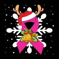 Snowflakes clipart Christmas Svg, Breast Cancer Svg, Pink Ribbon Svg, Reindeer Svg, Cancer Warrior Svg, Digital Print