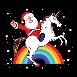 Santa Riding Unicorn Svg, Rainbow Svg, Santa clipart, Noel Svg, Winter Svg, Holidays Svg, Digital Download