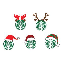 Starbucks Chirstmas Svg Bundle, Starbucks logo Svg, Starbucks clipart, Starbucks reindeer Svg, Starbucks Santa Svg