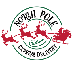 North Pole Express Delivery Svg, Santa sleigh reindeer Svg, Christmas Svg, Holidays Svg, Christmas Svg Designs