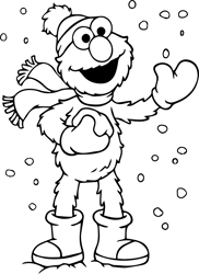 Elmo Christmas Outline Svg, Sesame Street Svg, Cartoon Svg, Children TV Series Svg, Cut files for Cricut (1)
