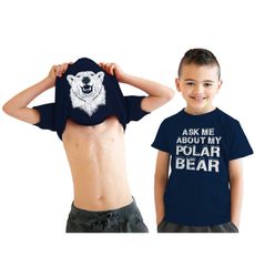 polar bear shirt, youth bear flip shirt, kids