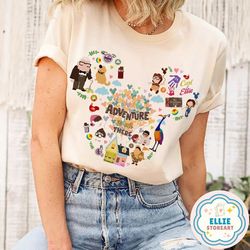 adventure is out there disney pixar up shirt, carl and ellie couple up house balloons shirt, his ellie her carl, russell