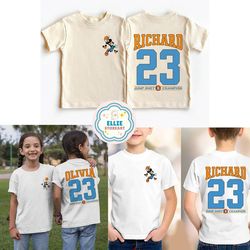 two-sided custom name & number mickey minnie basketball shirt, disney basketball tee, gift for boy girl, disney trip 202