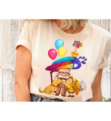cute disney pixar up carl russell dug kevin house balloon group shirt, disneyland family matching shirt, walt disney wor