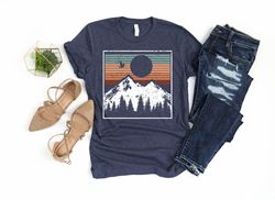 t-shirt with snowy landscape, shirt snowy sunset, christmas landscape t-shirt, landscape shirt pine trees.