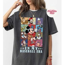 in my baseball era t-shirt, disney game day shirt, mickey and friends baseball t-shirt