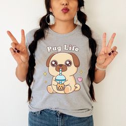 boba tea pug shirt | bubble tea shirt | cute kawaii shirt | anime shirt | kawaii pug lover gift | oversized